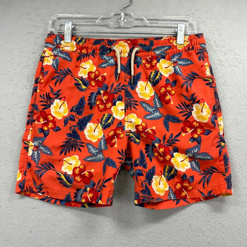 Fair Harbor Bungalow Swim Trunks Mens W30*‎ Red Tropical Floral Print Beach Wear